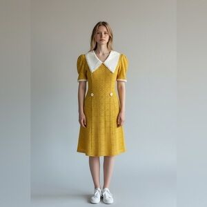 Dolce Viva Collection Retro Broderie Anglaise Dress Peter Pan Collar Medium